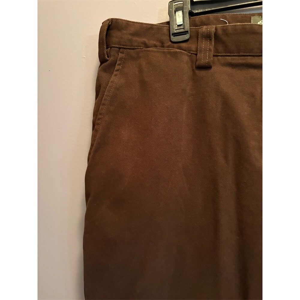 Eddie Bauer Chino Pants Mens 36x34 Dark Brown Relaxed Fit Straight Leg - Picture 2 of 10
